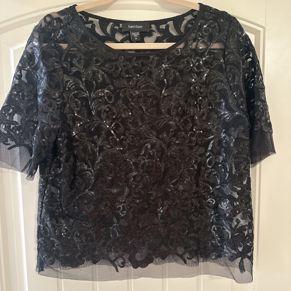 Sheer black sequin top